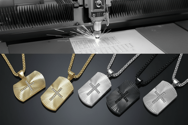 Custom jewelry manufacturing facility showing precision equipment and quality control