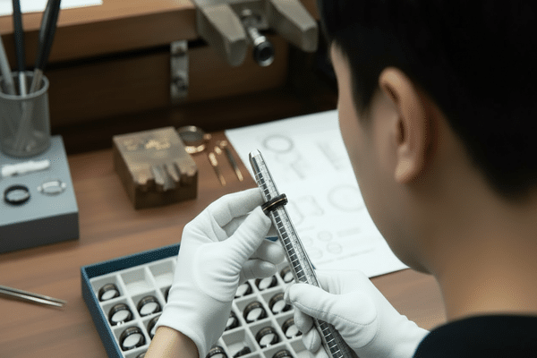 Quality control inspection process showing testing equipment and verification stages